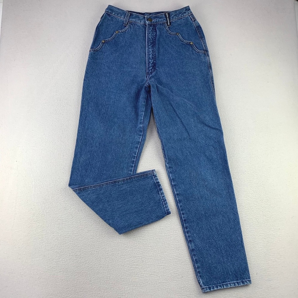 VTG Rocky Mountain Jeans Women 32/13 Blue Western High Rise Tapered Leg Bareback